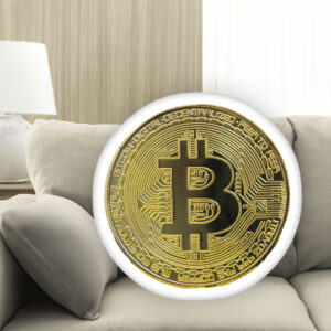 Фигурная декоративная подушка Биткоин